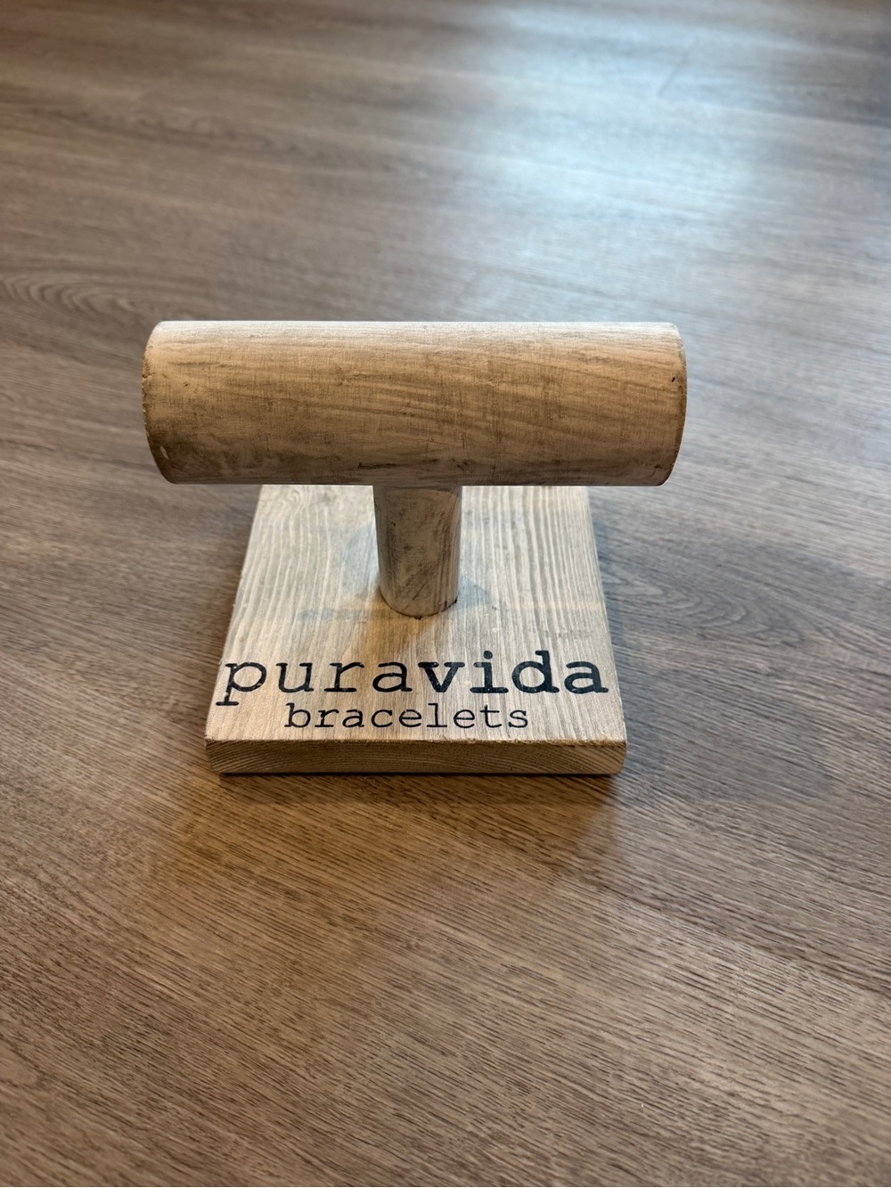 Pura Vida Wooden Bracelet T-Bar Display in Light Wood
